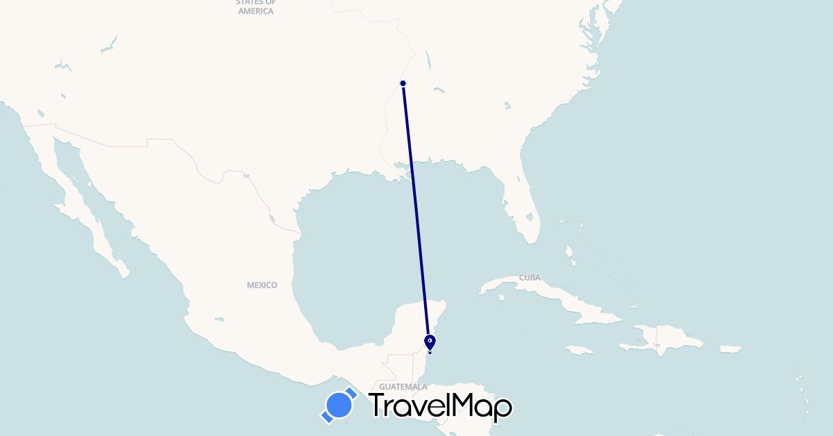 TravelMap itinerary: driving in Belize, United States (North America)